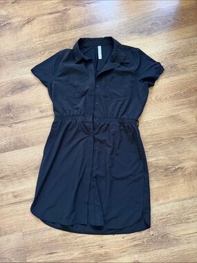 Kyodan Black Short-Sleeve Shirt Dress